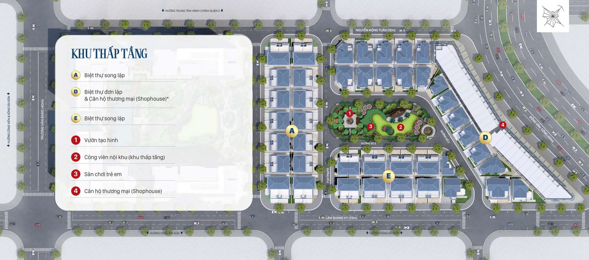 Mặt bằng khu thấp tầng Victoria Village, biệt thự và nhà phố