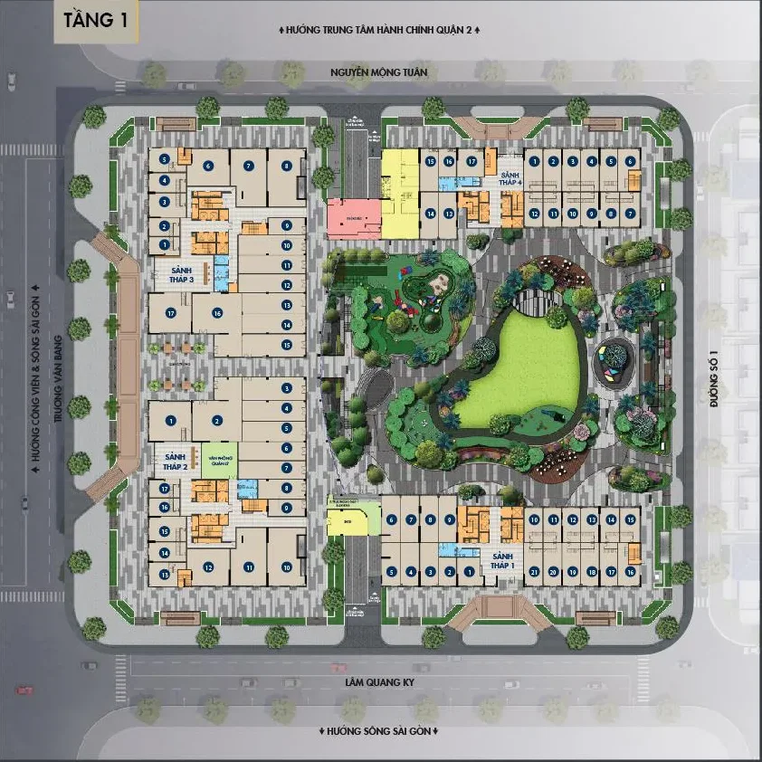 Mặt bằng thương mại tầng 1 Victoria Village