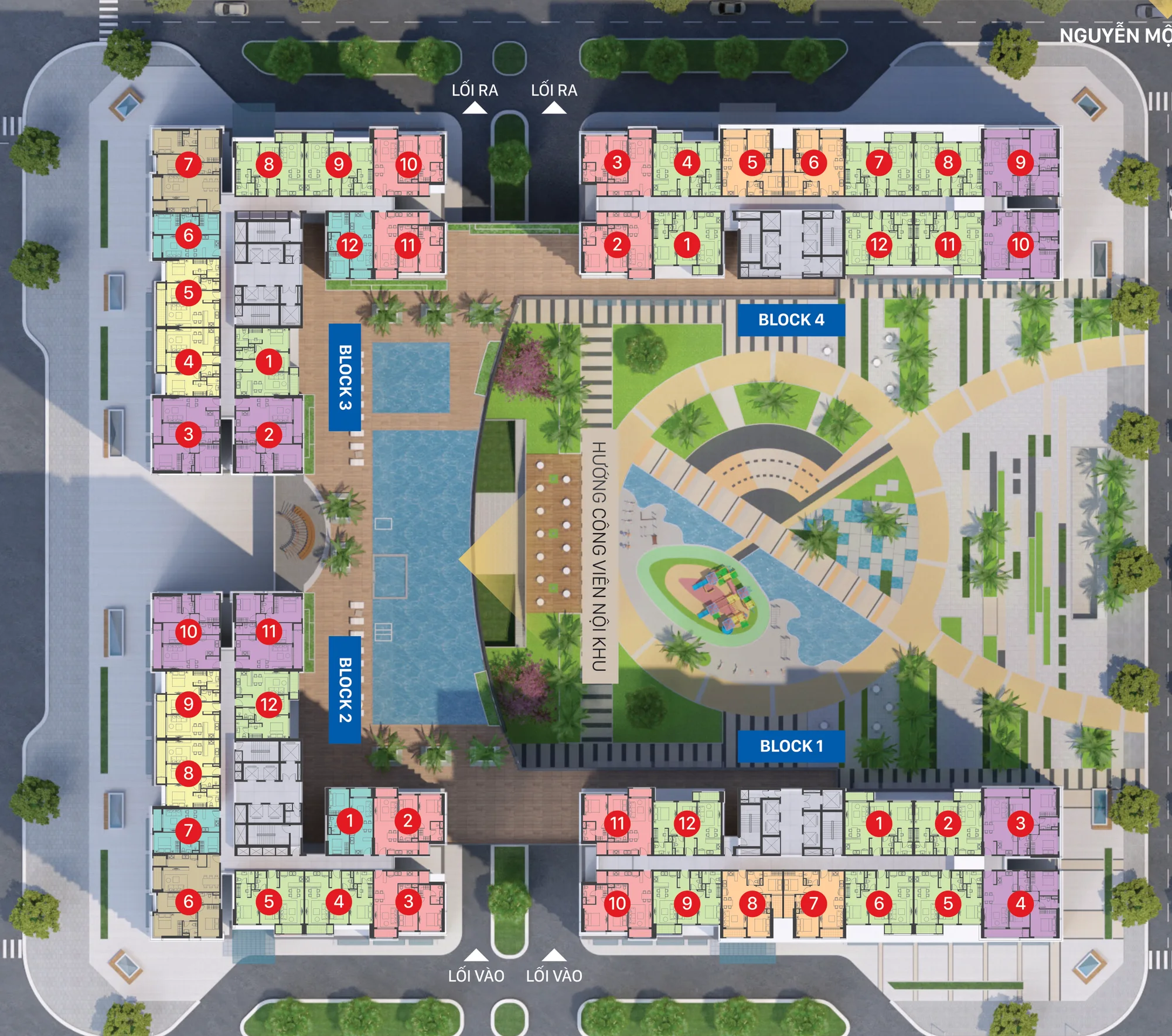 Mặt bằng tầng điển hình Victoria Village, 4 tháp, căn số 1 đến 12 mỗi tháp