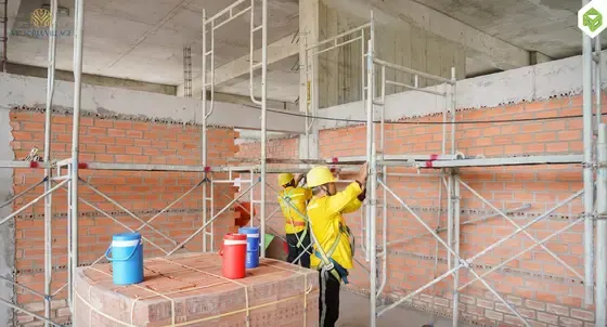 Công tác thi công xây tường shophouse, tháng 09/2025