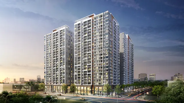Phối cảnh bốn tháp nhìn từ phố