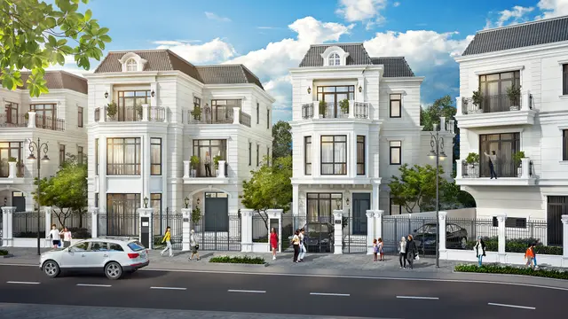 Phối cảnh dãy biệt thự song lập