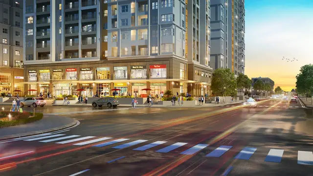 Phối cảnh khối đế lúc hoàng hôn